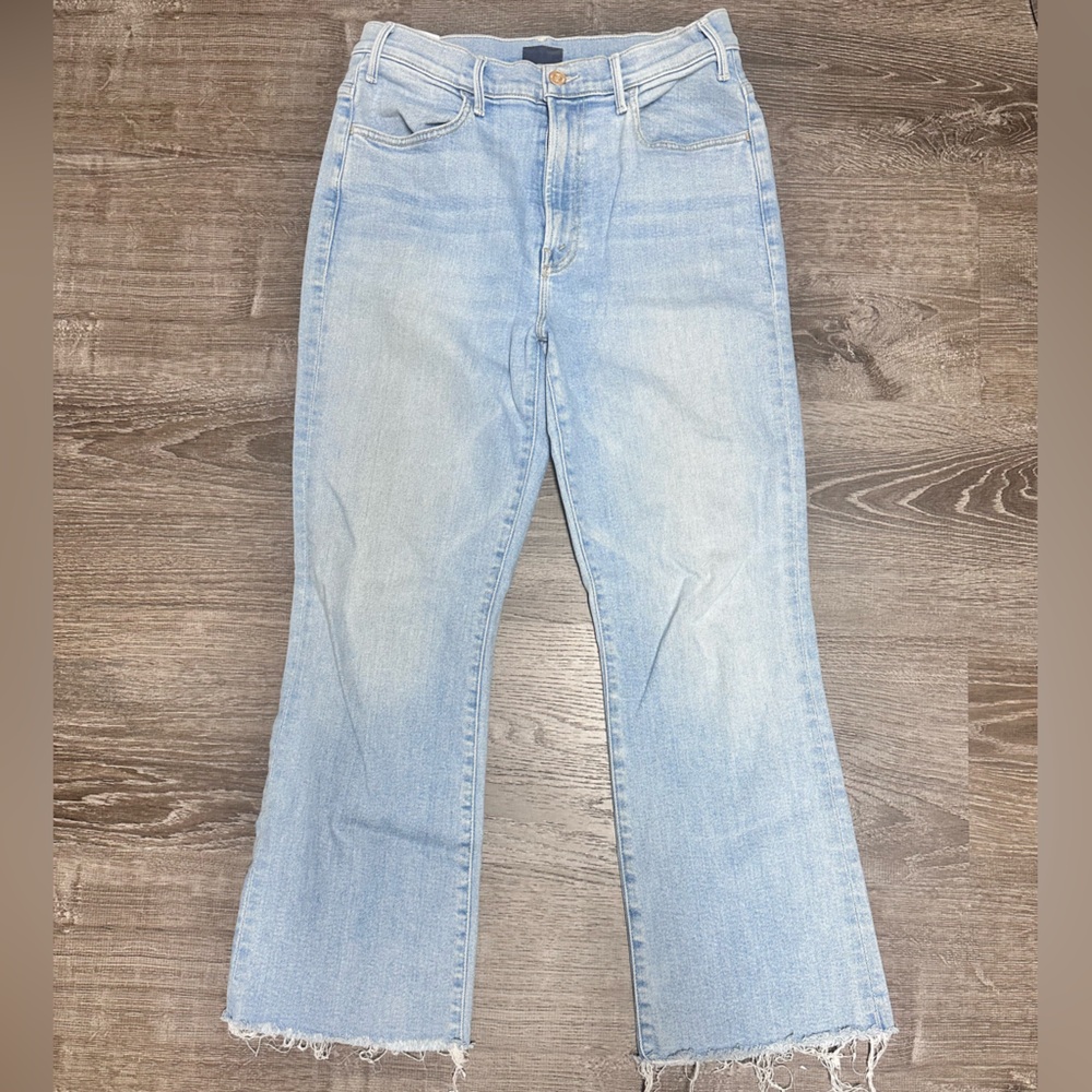 MOTHER Light Blue Cropped Flare Jeans